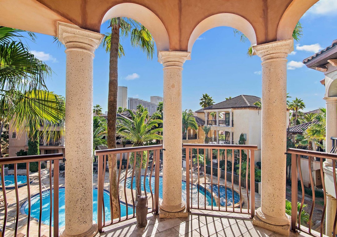 Private balcony with views of the community pool