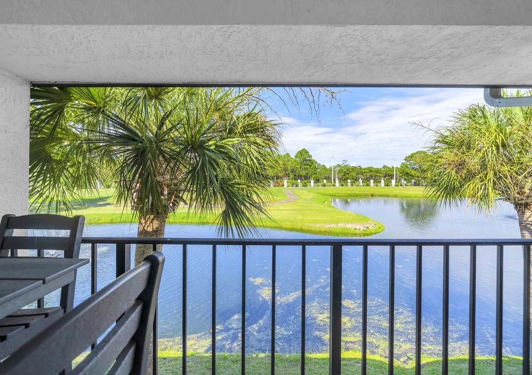 Beautiful pond views from the balcony