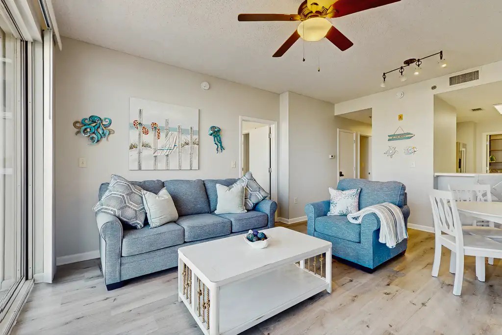 Welcome to Palm Court Yacht Club 312B-Live Salty Living Room