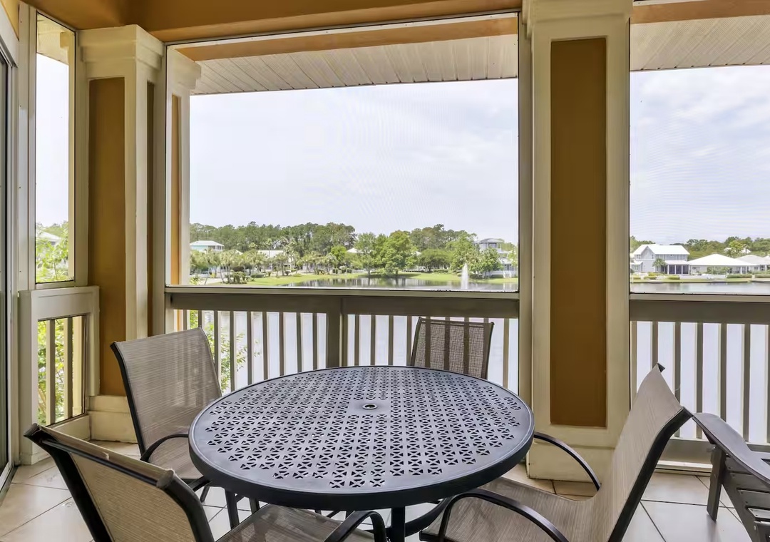 Enjoy peaceful lake views from your private screened balcony