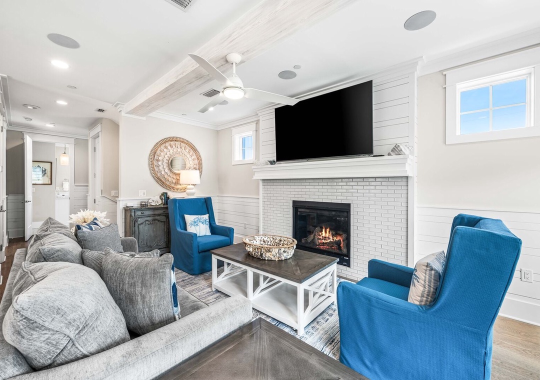 Relax by the fireplace