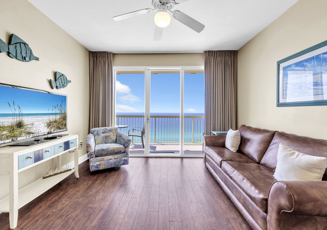 Oceanfront Living Room with Stunning Gulf View