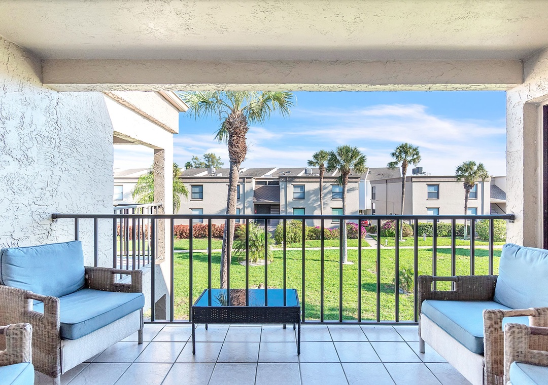 Private Balcony with Landscaped Grounds Views