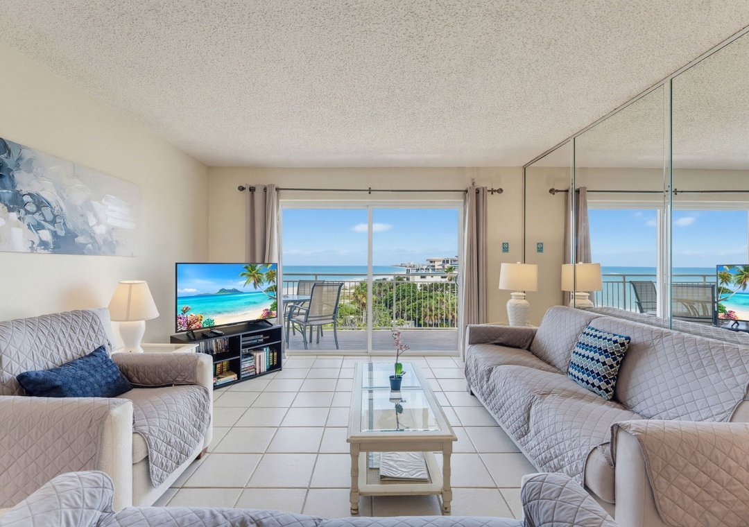 Living Room with Balcony Access and Gulf Views