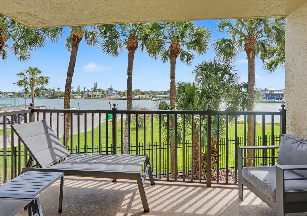 Spacious Balcony with Waterway Views