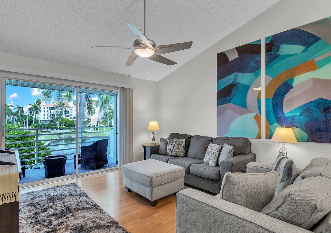 Spacious Living Area with Balcony Access