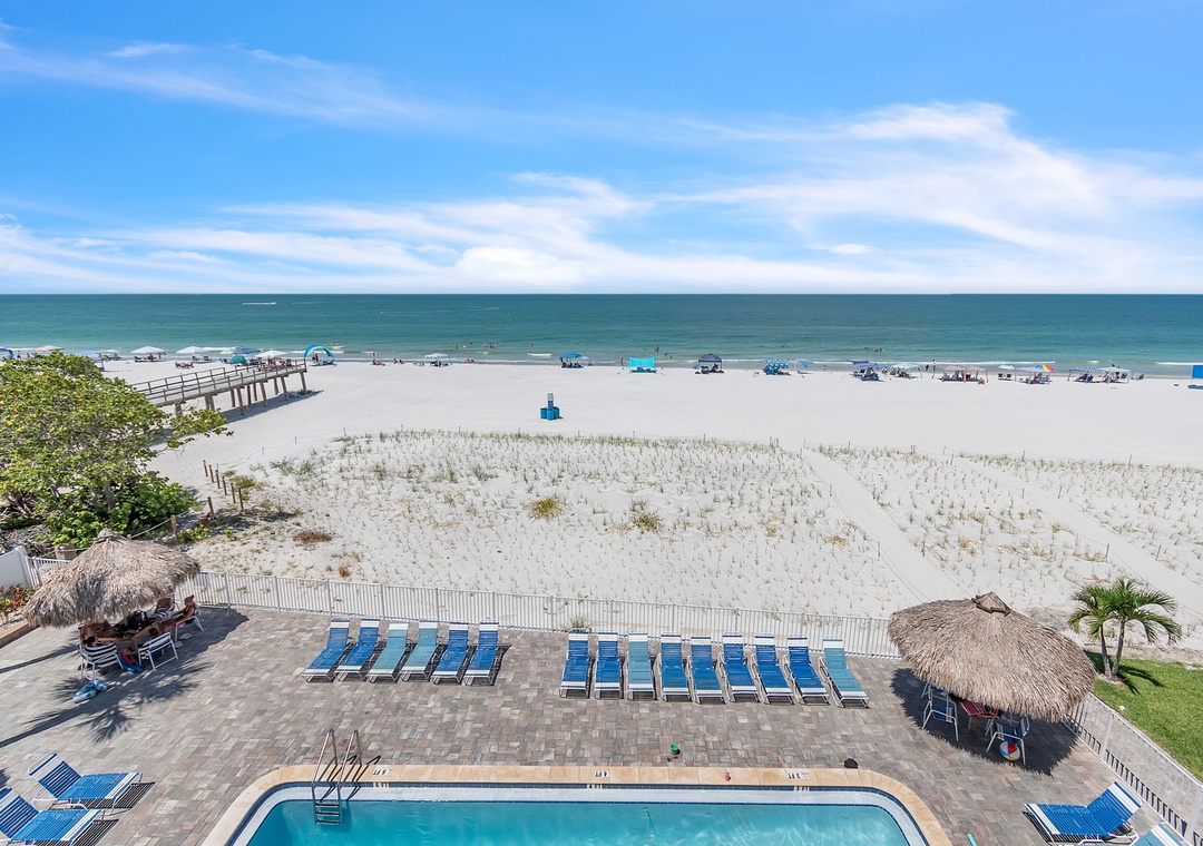 Onsite Heated Pool and Direct Beach Access