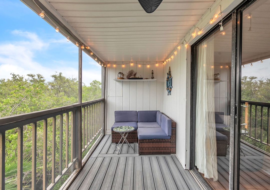 Private Balcony with Seating off Living Room