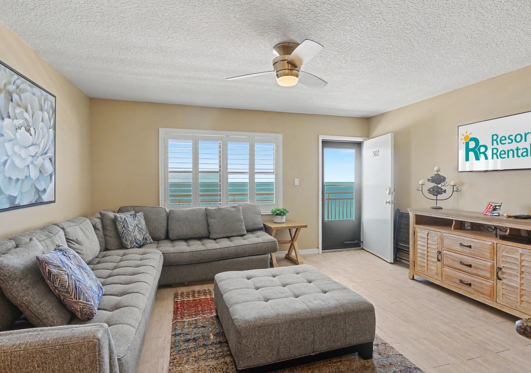 Spacious Living Room with Gulf Views
