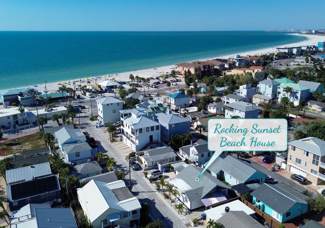 Rocking Sunset Beach House - Aerial View