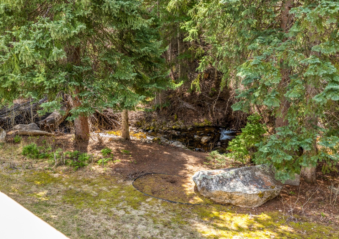 Private Patio + View of Burgess Creek