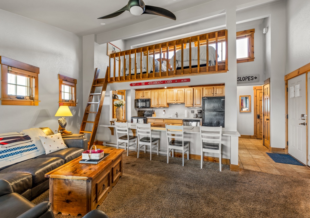 Living Area, Kitchen & Loft
