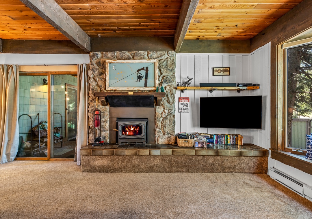Living room with cozy fireplace