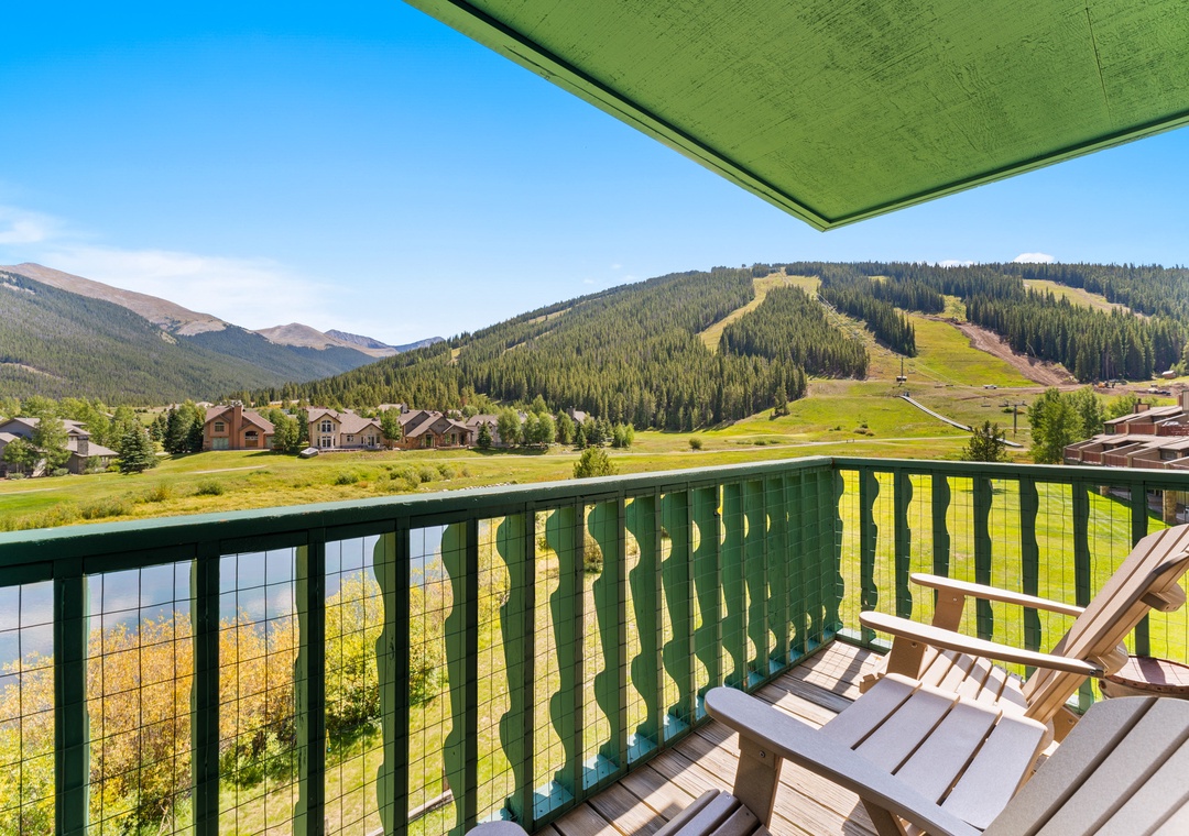 Your private balcony offers stunning mountain views where you can relax with morning coffee while taking in the peaceful valley below.