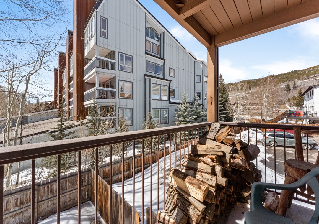 Private balcony with outdoor seating.