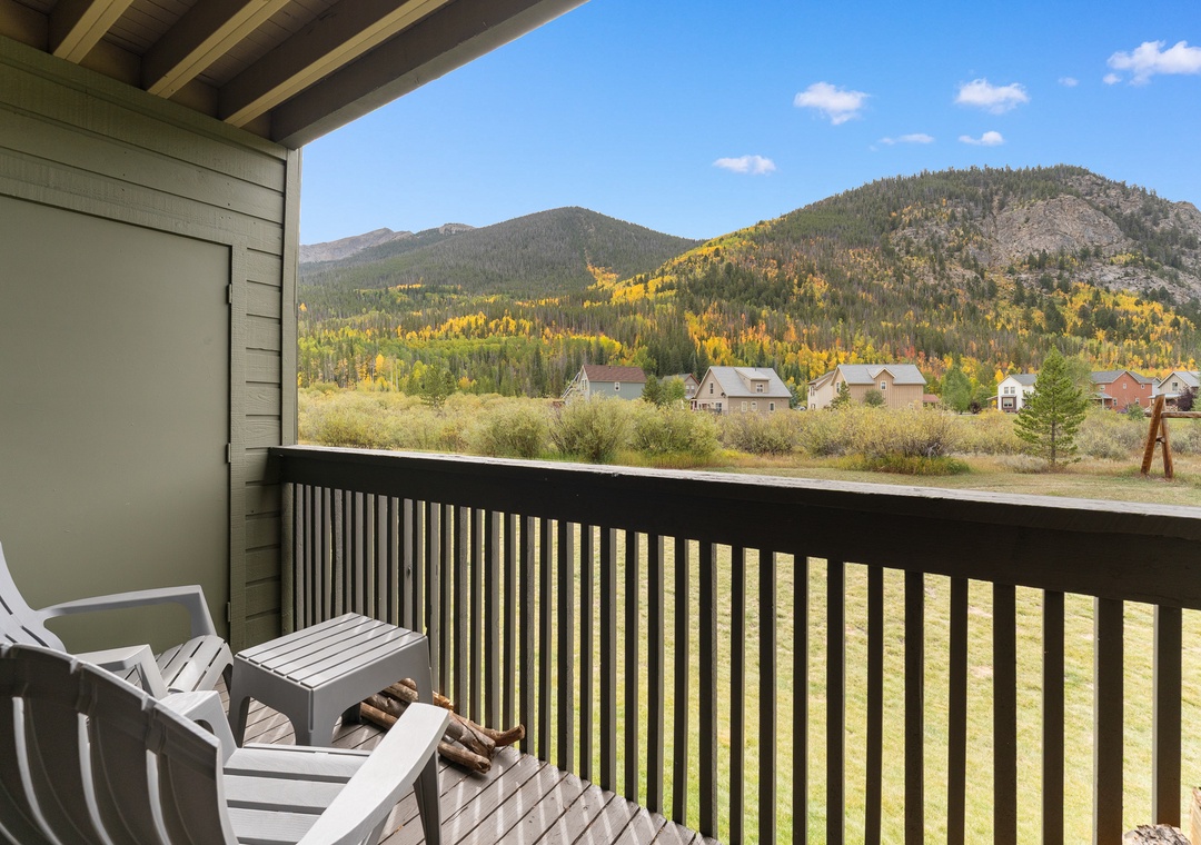 Sip your morning coffee on your private balcony while soaking in breathtaking mountain views and golden autumn foliage.