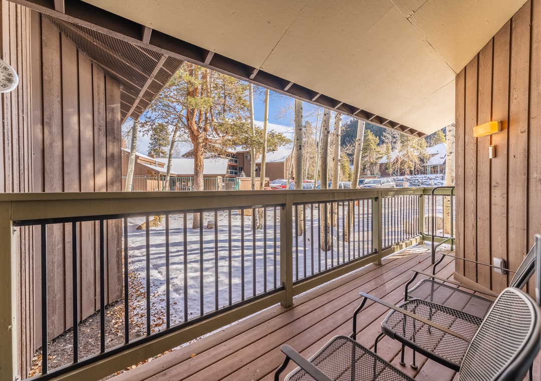 Step onto your private balcony and breathe in the crisp mountain air while enjoying your morning coffee with snowy landscape views.