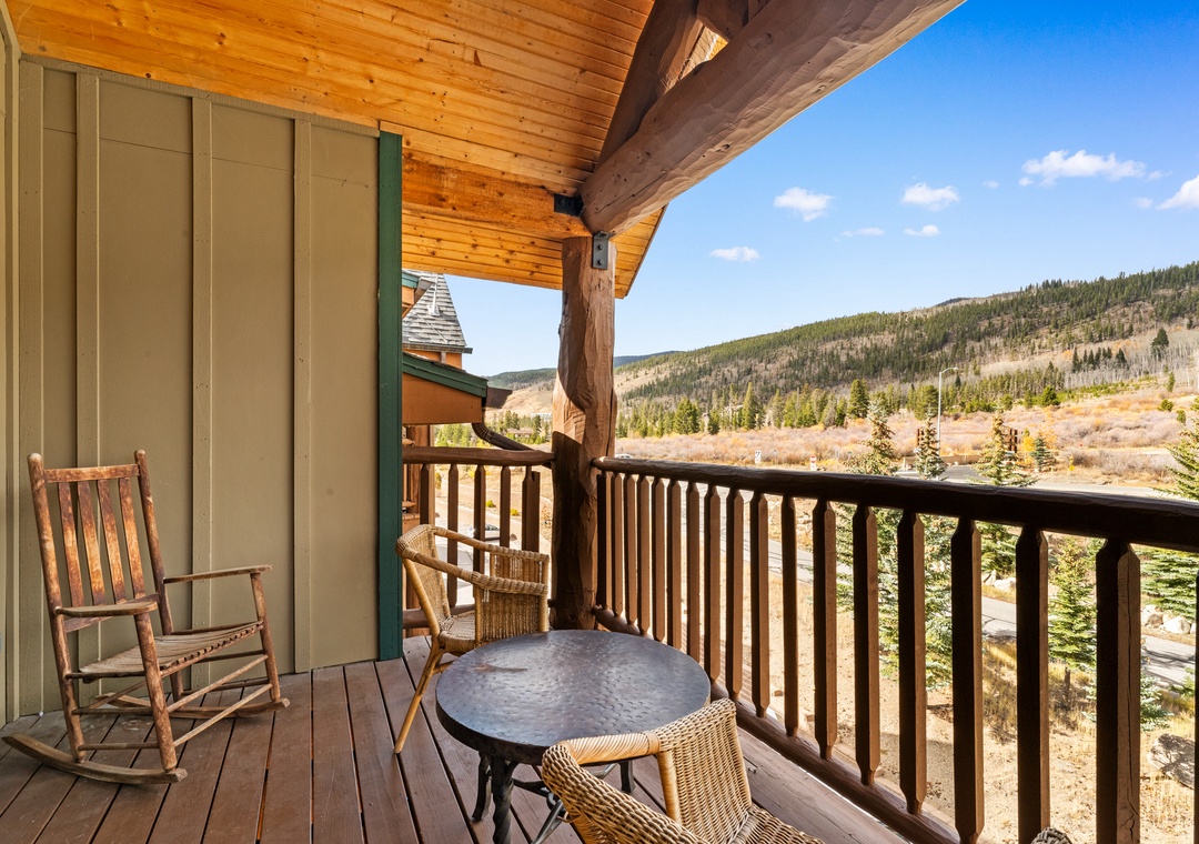 Your private balcony offers stunning mountain vistas where you can savor morning coffee while soaking in Colorado's breathtaking wilderness.