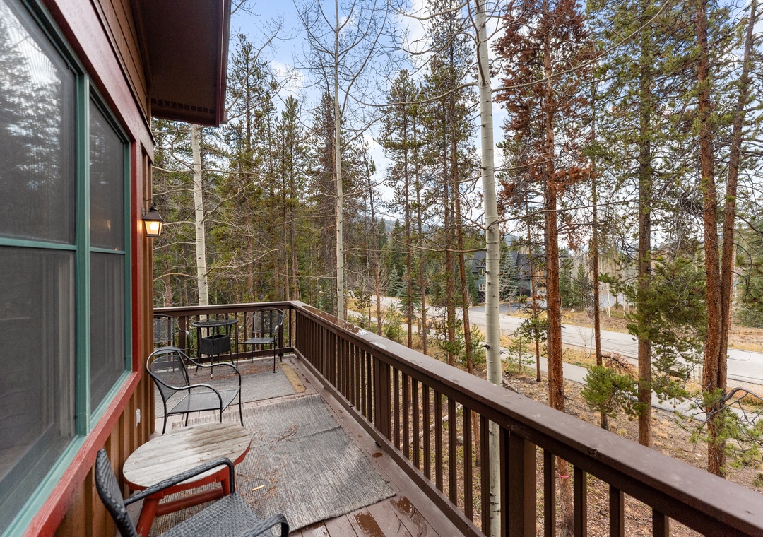 Step onto your private balcony and breathe in the crisp forest air while enjoying morning coffee surrounded by towering trees.