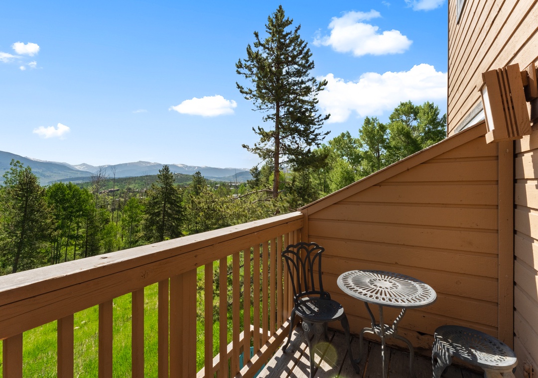 Your private mountain retreat balcony offers breathtaking views and fresh air for morning coffee moments.