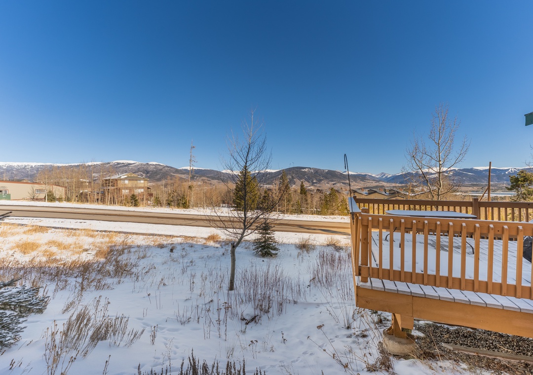 Step onto your private deck and soak in stunning mountain vistas across snowy fields on crisp winter mornings.