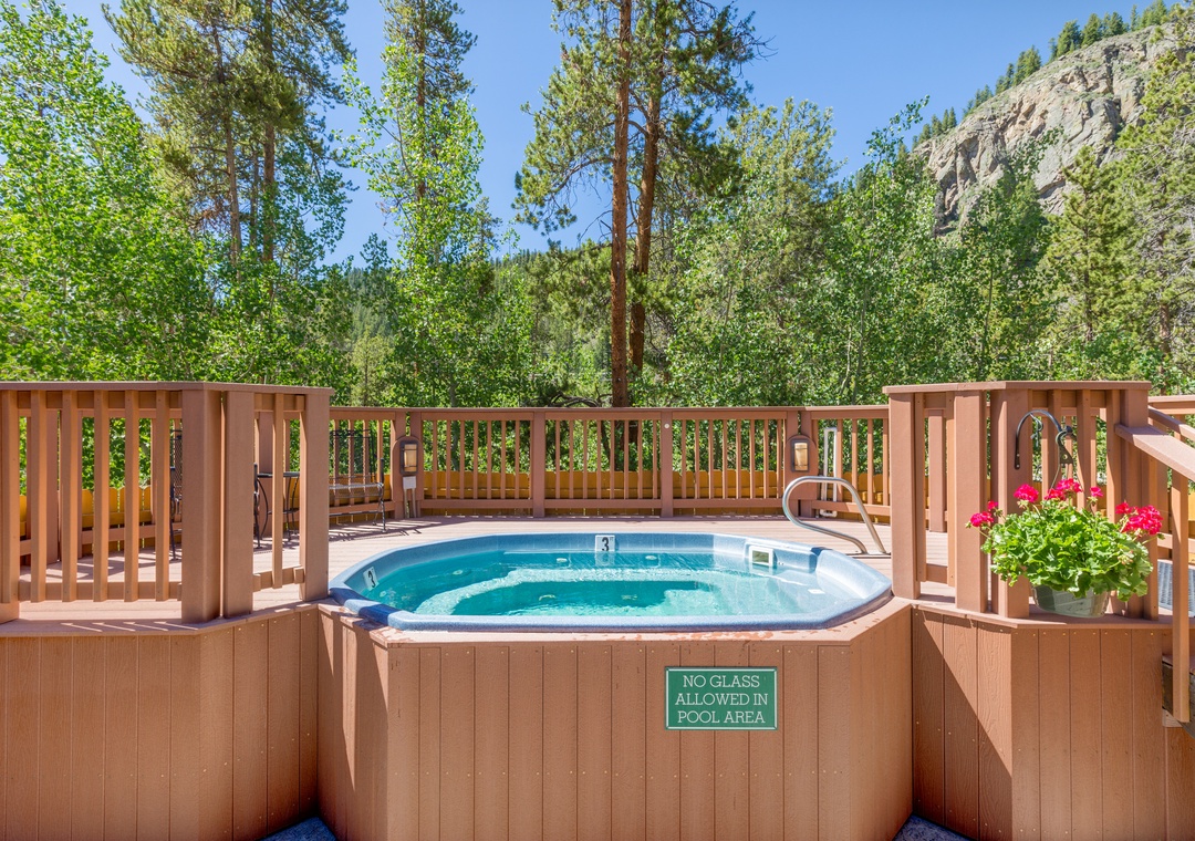 Soak in your private hot tub surrounded by towering trees and peaceful mountain views—pure relaxation awaits.