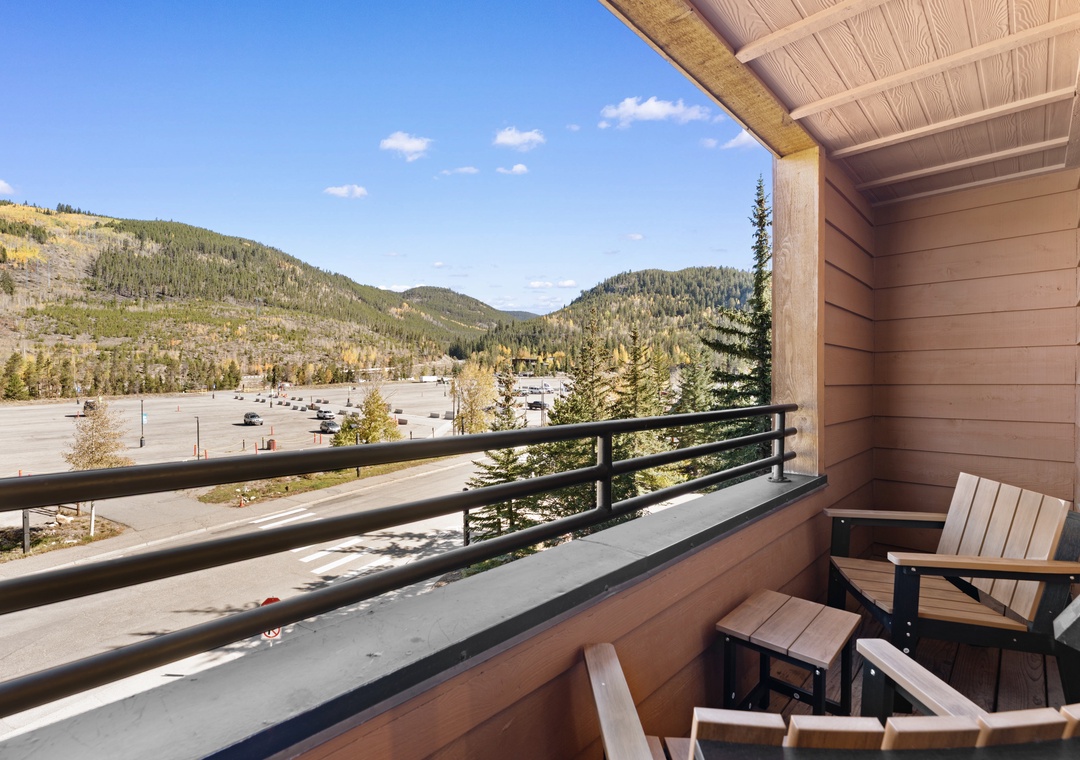 Sip your morning coffee from your private balcony and take in the stunning mountain views. The cozy seating invites you to relax and breathe in the crisp, fresh air.