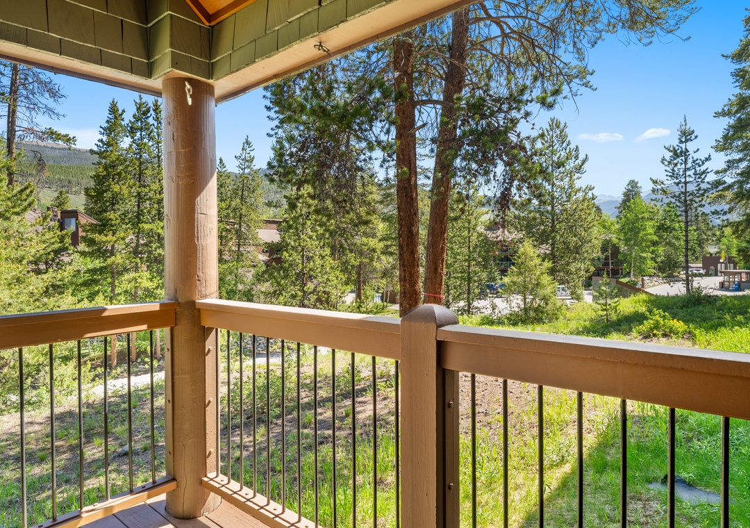 Step onto your private balcony and breathe in the fresh mountain air while taking in sweeping forest views.