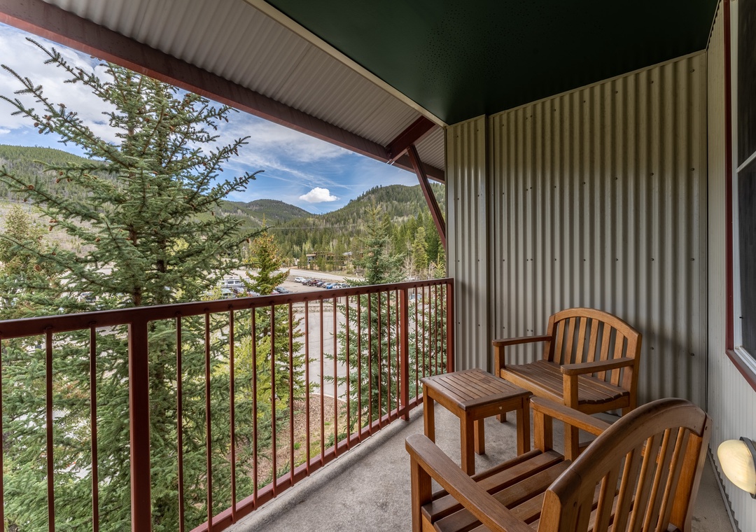 Sip your morning coffee on your private balcony while soaking in breathtaking mountain views and forest scenery.