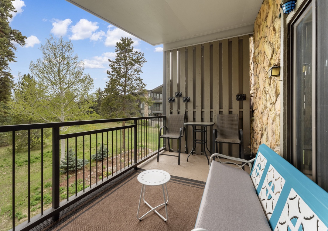 Step onto your private balcony and breathe in the fresh air while enjoying peaceful garden views from your comfortable seating area.