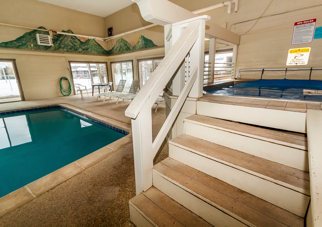 Dive into relaxation with your own indoor pool and hot tub, perfect for unwinding after mountain adventures.