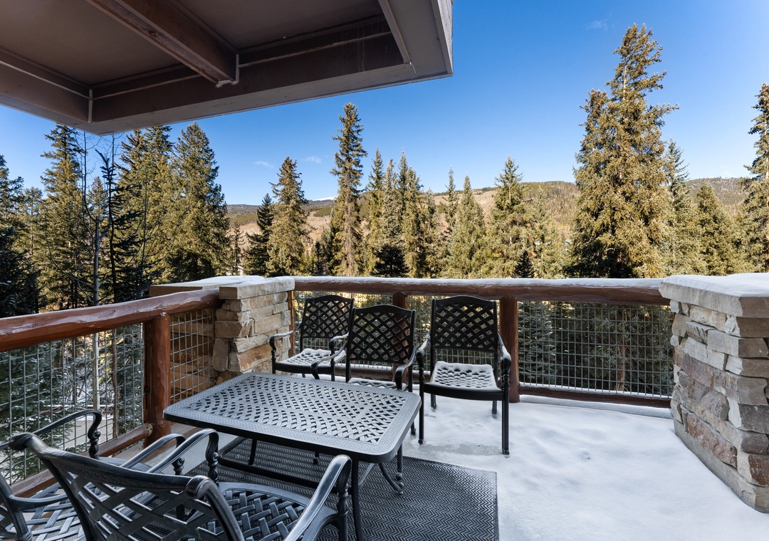 Breathe in the crisp mountain air from your private terrace, where panoramic forest views and peaceful mornings await.