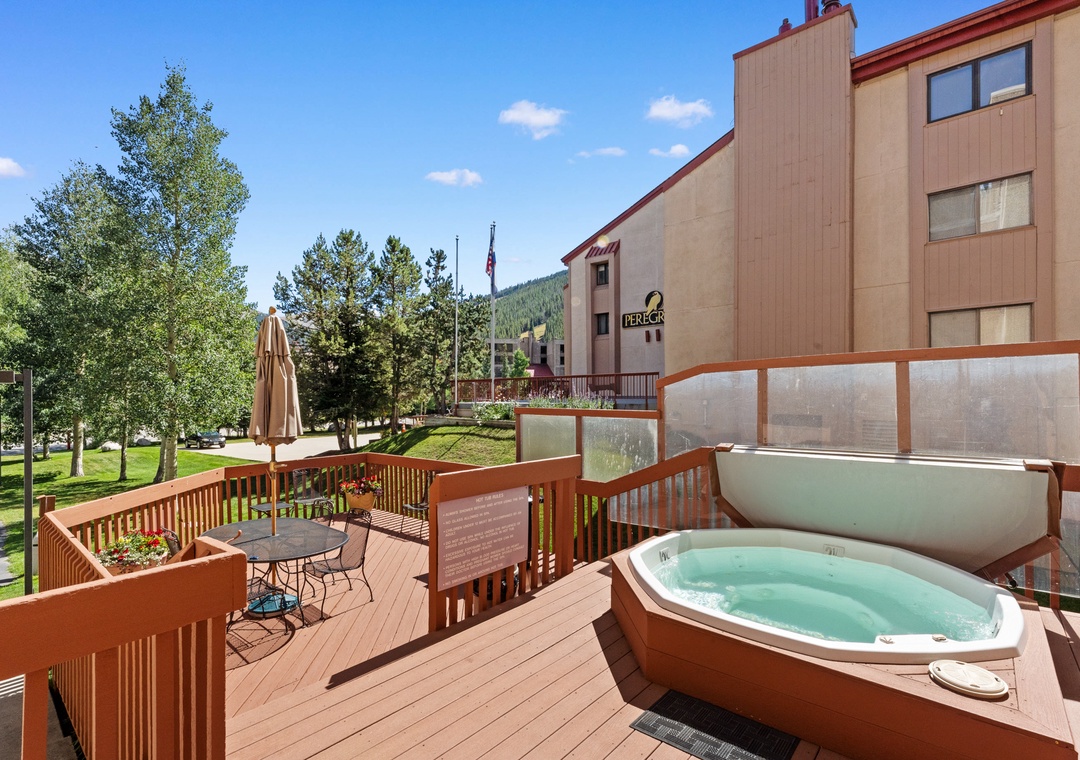 Soak in the bubbling hot tub on your private deck, surrounded by mountain views and fresh alpine air.