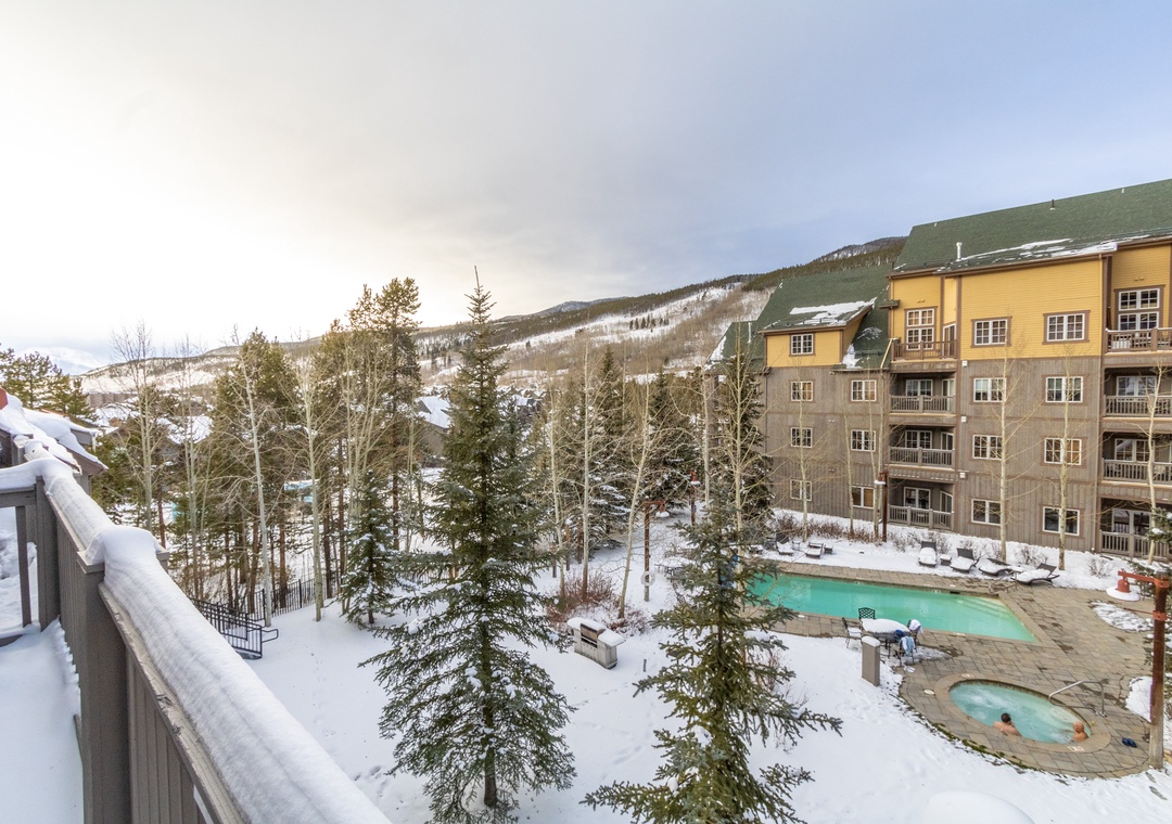 Stunning winter mountain views and heated pools create the perfect alpine retreat setting.