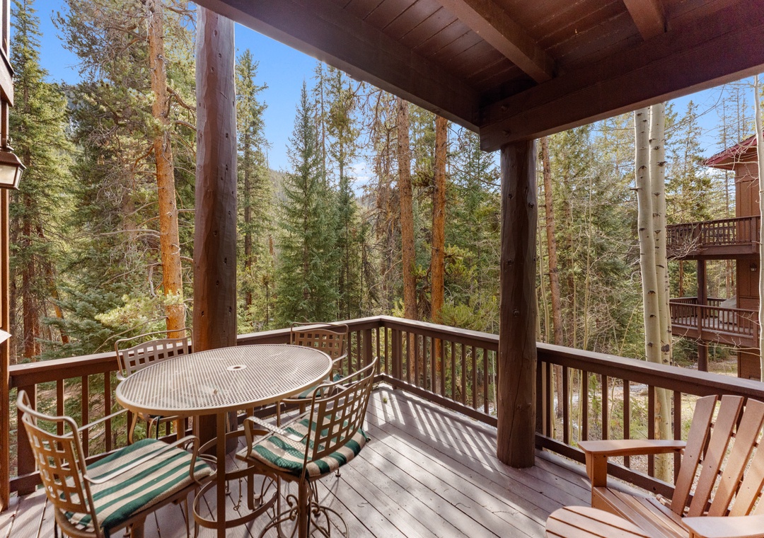 Step onto your private balcony and breathe in the crisp mountain air while towering pines create your perfect forest sanctuary.