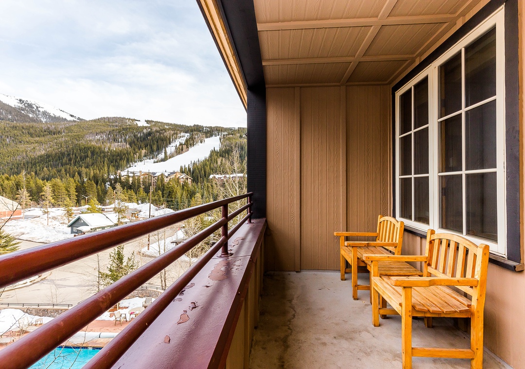 Sip your morning coffee on your private balcony while taking in stunning mountain and ski slope views.