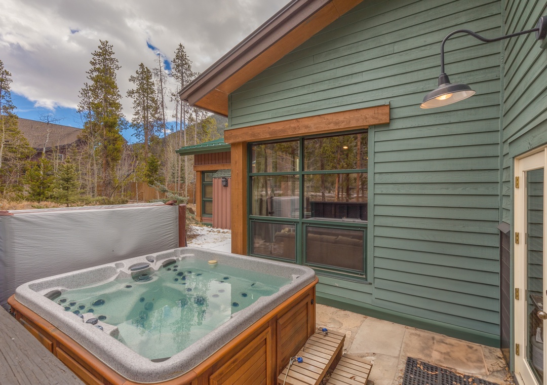 Soak away stress in your private hot tub surrounded by towering pines and mountain air.
