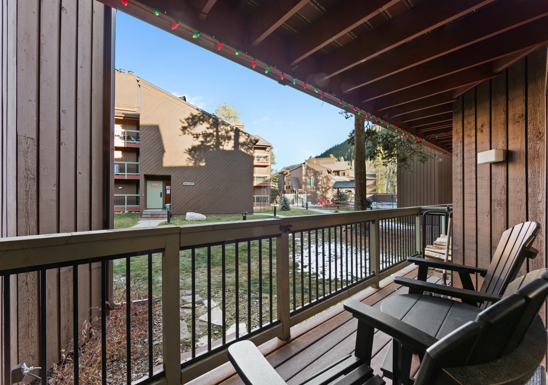 Step onto your private balcony and breathe in the crisp mountain air while enjoying views of the surrounding resort community.