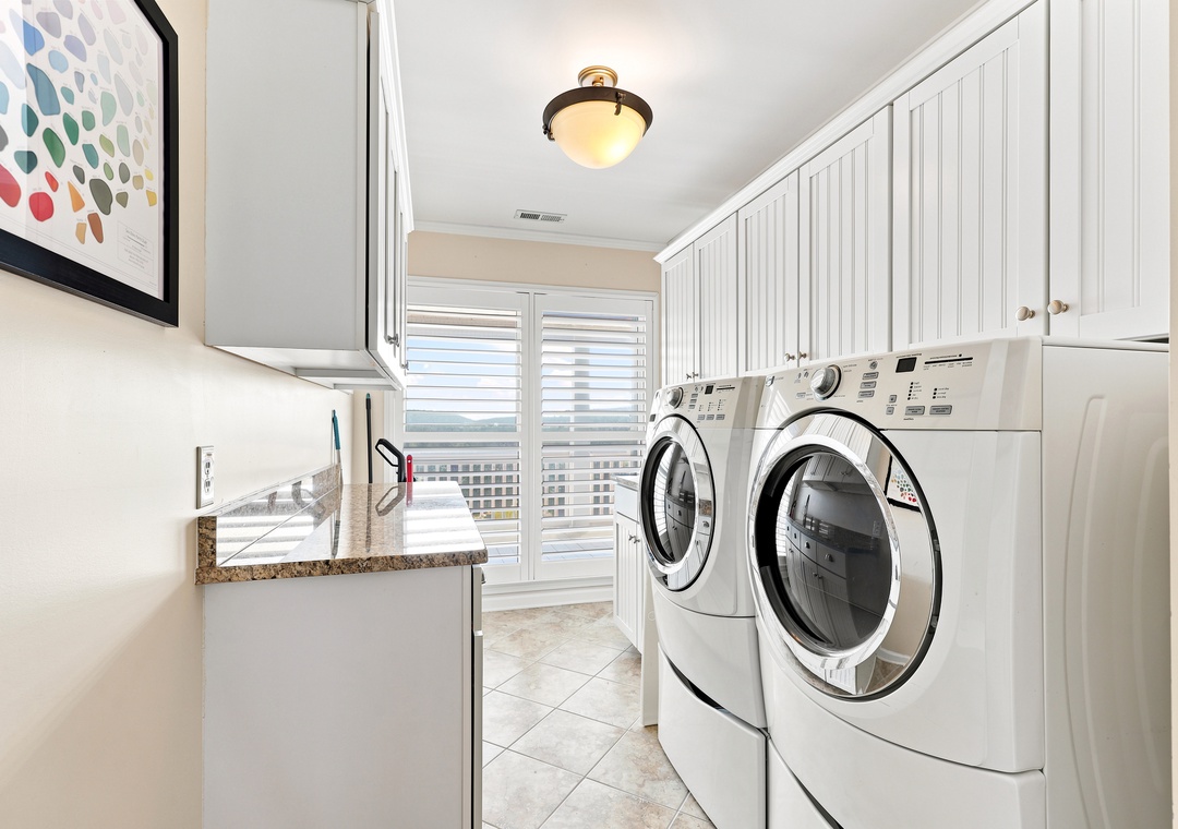 Blue Chair Stays | Laundry Area