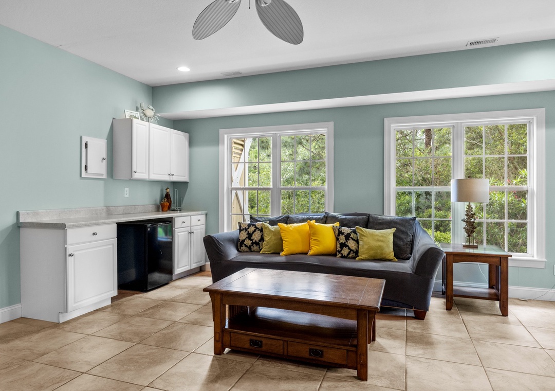 Ground Floor Living Room and Snack Fridge