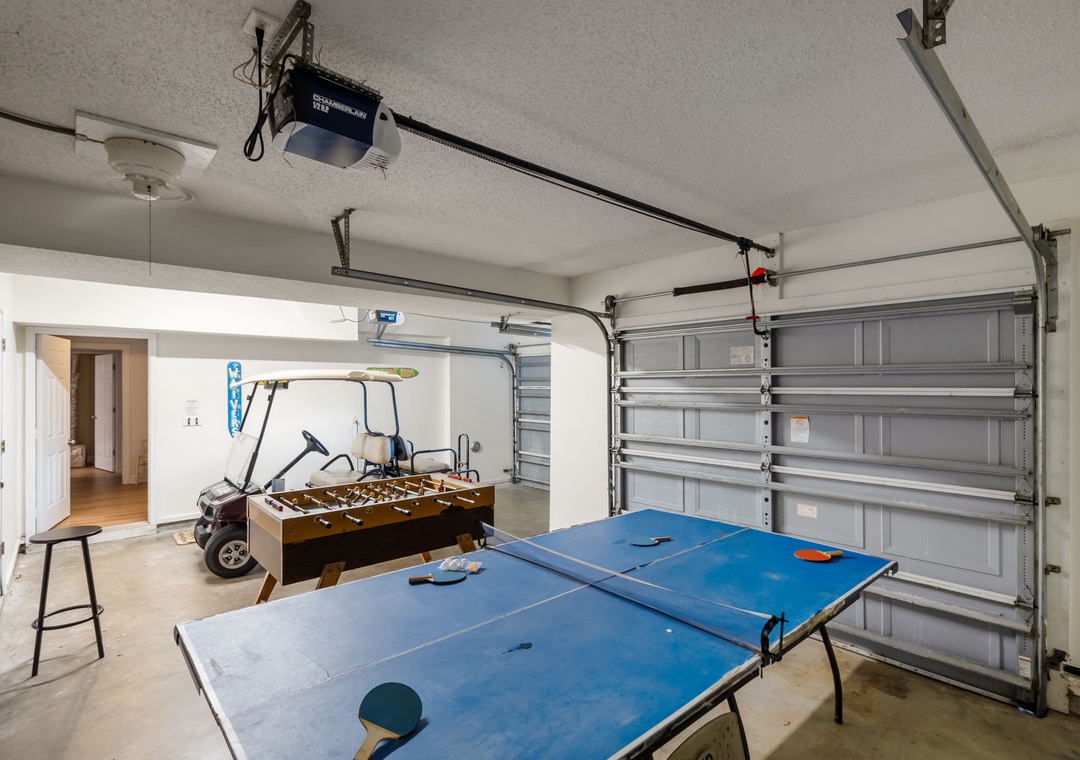 Garage with Golf Cart and Table Games