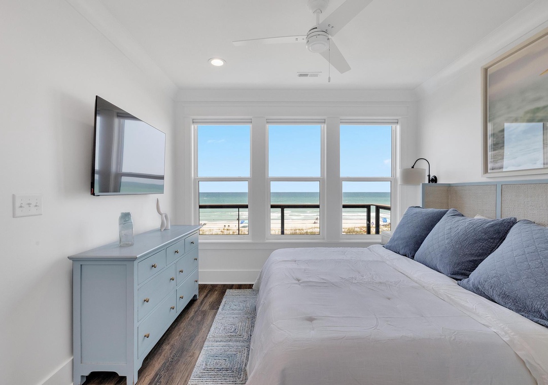Wake to serene ocean views from your bedroom, where fresh coastal breezes and natural light create the perfect retreat for restful mornings.