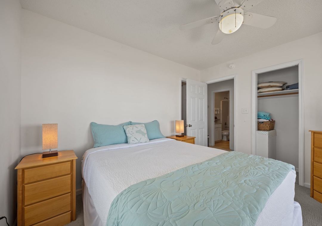 Rest peacefully in your serene bedroom with soft linens, gentle lighting, and an en-suite bathroom for your convenience.
