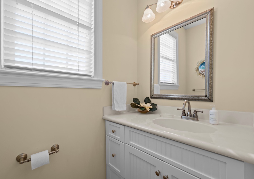 Your private bathroom features elegant fixtures, soft natural light, and thoughtful amenities for a refreshing start to each day.