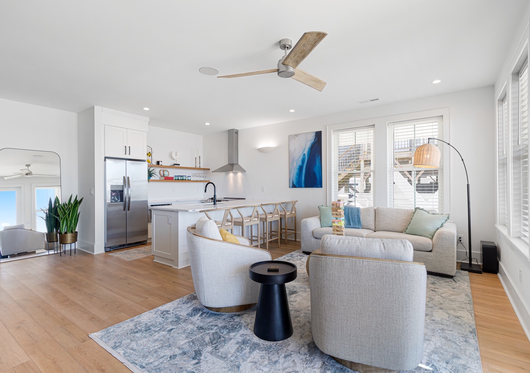 Sea Spray East | Open Living and Kitchen Area