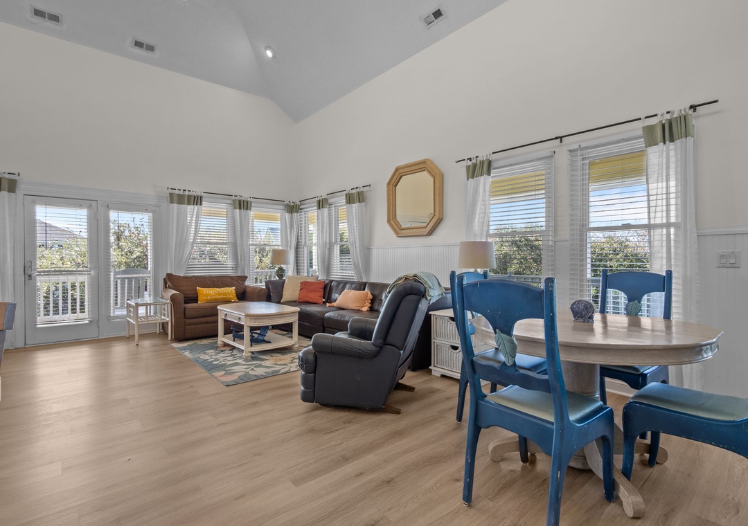 Open Living Room with Vaulted Ceilings
