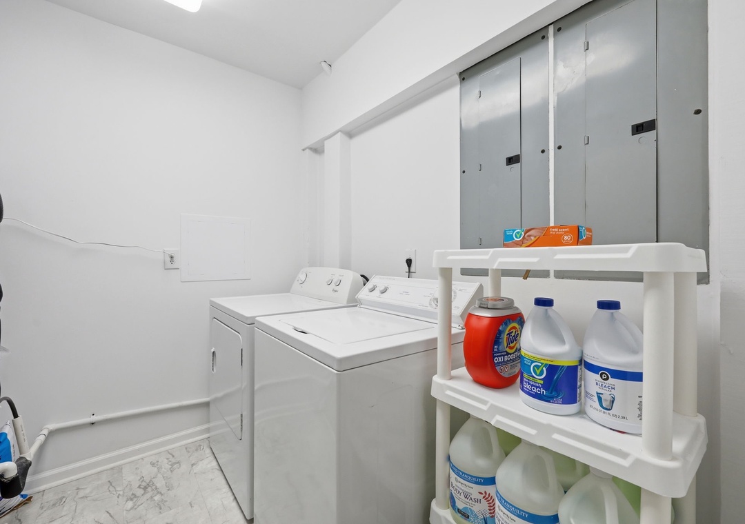 Your private laundry room comes fully stocked with detergent and essentials, so you can pack light and freshen up anytime during your stay.