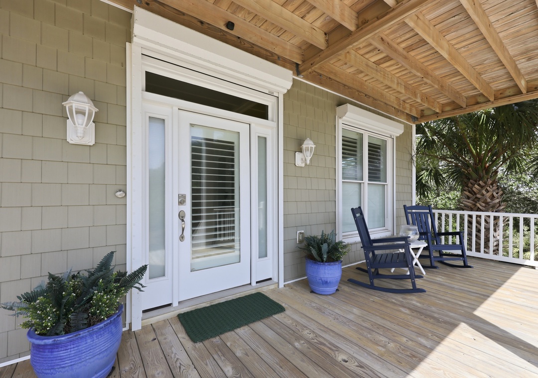 Blue Chair Stays | Covered Porch Seating