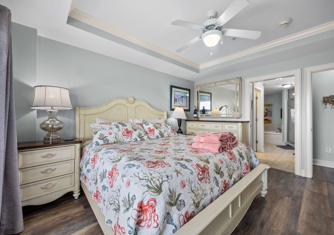 Drift into peaceful sleep surrounded by coastal charm and elegant comfort in this beautifully appointed bedroom.