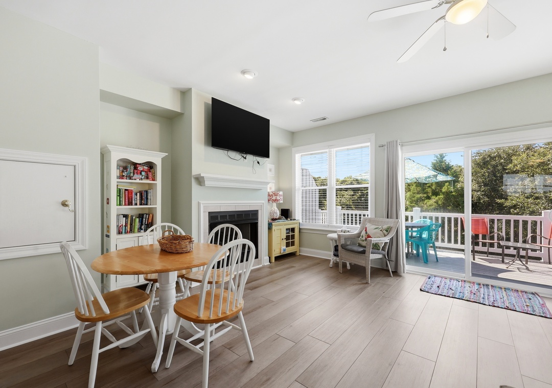 Gather around the cozy dining table with your favorite people, enjoy the warmth of the fireplace, and step outside to your private deck for morning coffee or sunset views.
